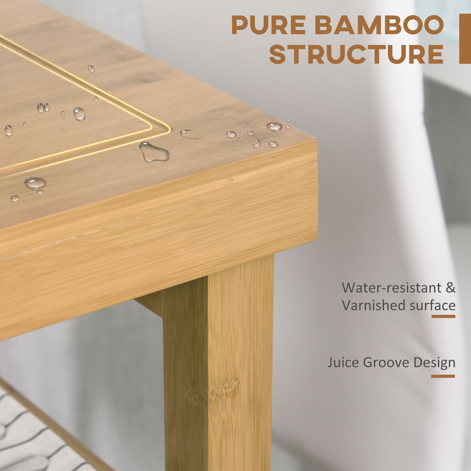 Bamboo Rolling Kitchen Island Trolley - 2 Drawers & Shelves-DECOROLALA