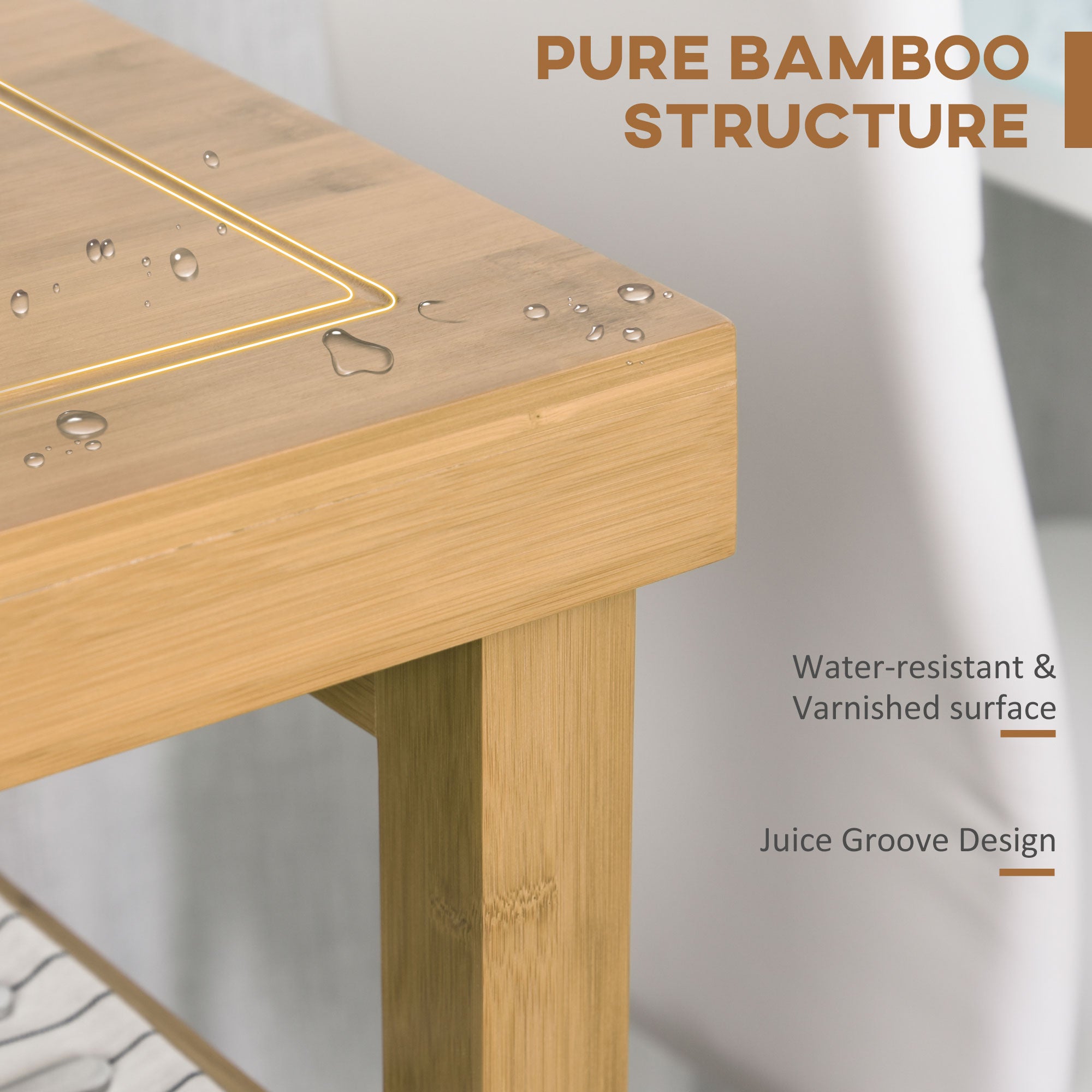 Bamboo Rolling Kitchen Island Trolley - 2 Drawers & Shelves-DECOROLALA