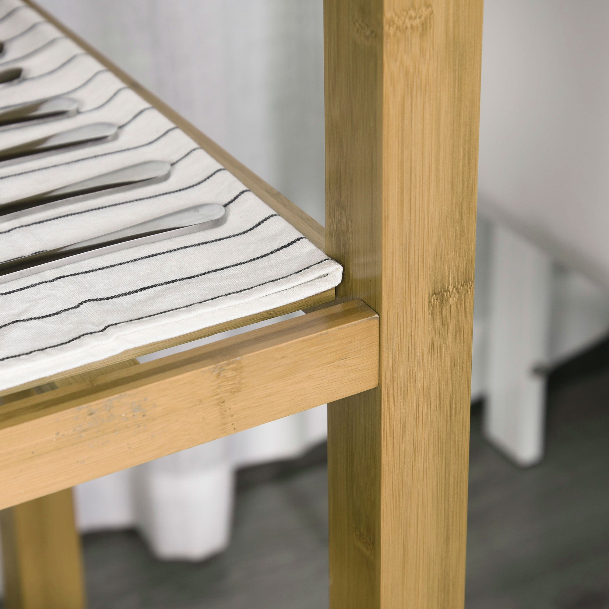 Bamboo Rolling Kitchen Island Trolley - 2 Drawers & Shelves-DECOROLALA