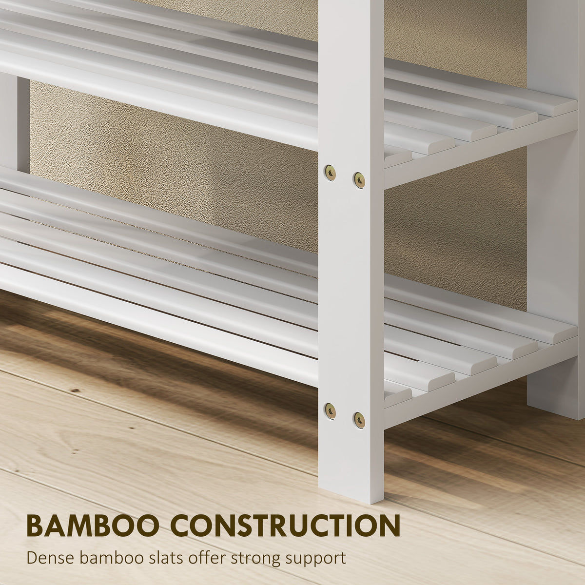 Bamboo Shoe Storage Bench - 3-Tier Entryway Bench White-Home Furnishings > Storage & Organization > Shoe Storage Cabinets & Racks-DECOROLALA