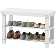 Bamboo Shoe Storage Bench - 3-Tier Entryway Bench White-Home Furnishings > Storage & Organization > Shoe Storage Cabinets & Racks-DECOROLALA