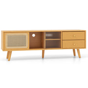 Bamboo TV Stand for TV up to 65 Inch-Natural-Entertainment Centers & TV Stands-DECOROLALA