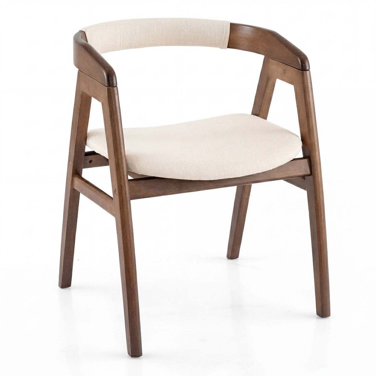 Bamboo Upholstered Dining Chair with Curved Back-Walnut-Dining Chairs-DECOROLALA