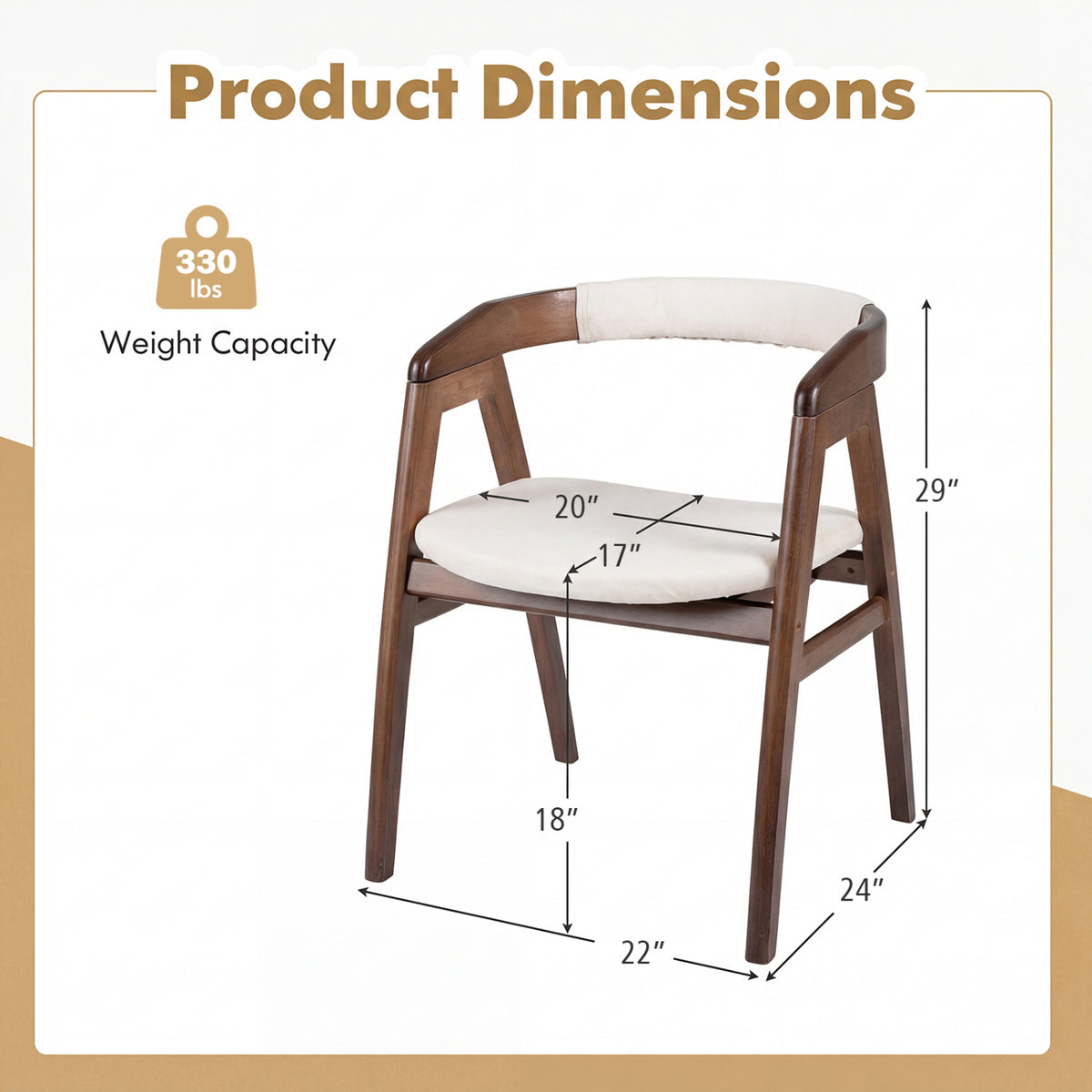 Bamboo Upholstered Dining Chair with Curved Back-Walnut-Dining Chairs-DECOROLALA