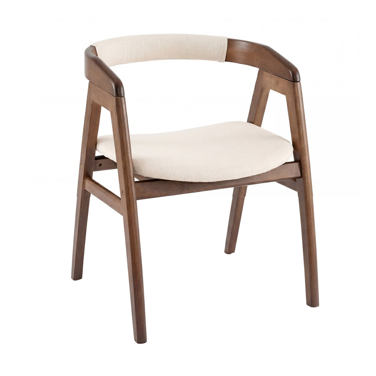 Bamboo Upholstered Dining Chair with Curved Back-Walnut-Dining Chairs-DECOROLALA