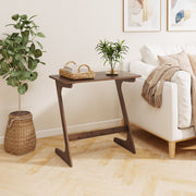 Bamboo Z-Shaped Spacious Sofa Side Table with Space-Saving Tabletop-Brown-End & Side Tables-DECOROLALA
