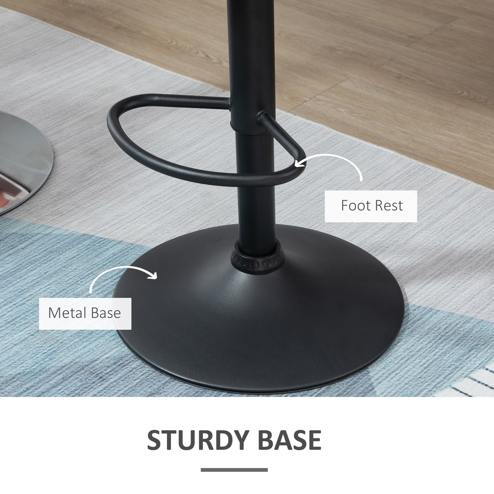 Bar Stool Set of 2 - Black Adjustable Swivel-DECOROLALA