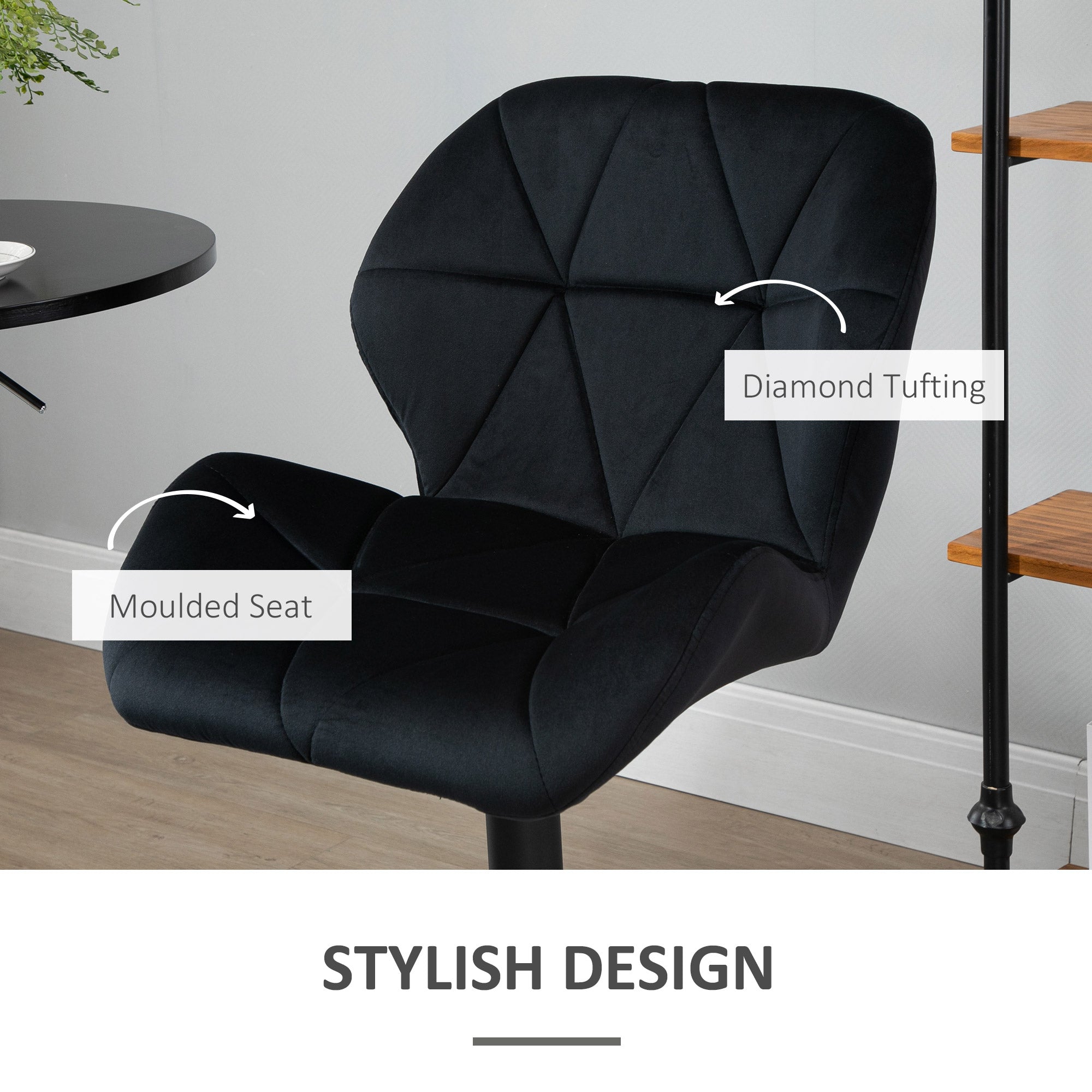 Bar Stool Set of 2 - Black Adjustable Swivel-DECOROLALA
