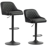Bar Stools Adjustable Swivel Kitchen Chairs with Backrest Set of 2 for Kitchen Island Black-Home Furnishings > Kitchen & Dining Furniture > Bar Stools-DECOROLALA