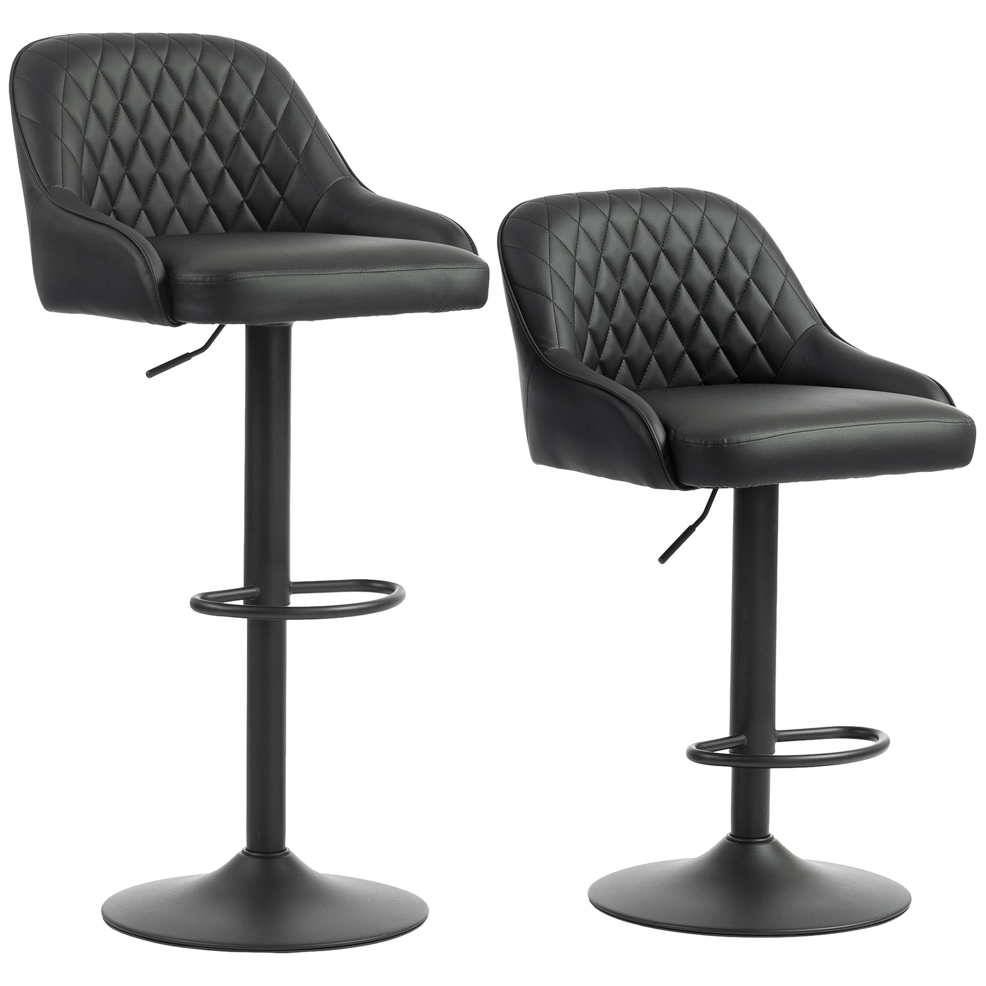Bar Stools Adjustable Swivel Kitchen Chairs with Backrest Set of 2 for Kitchen Island Black-Home Furnishings > Kitchen & Dining Furniture > Bar Stools-DECOROLALA
