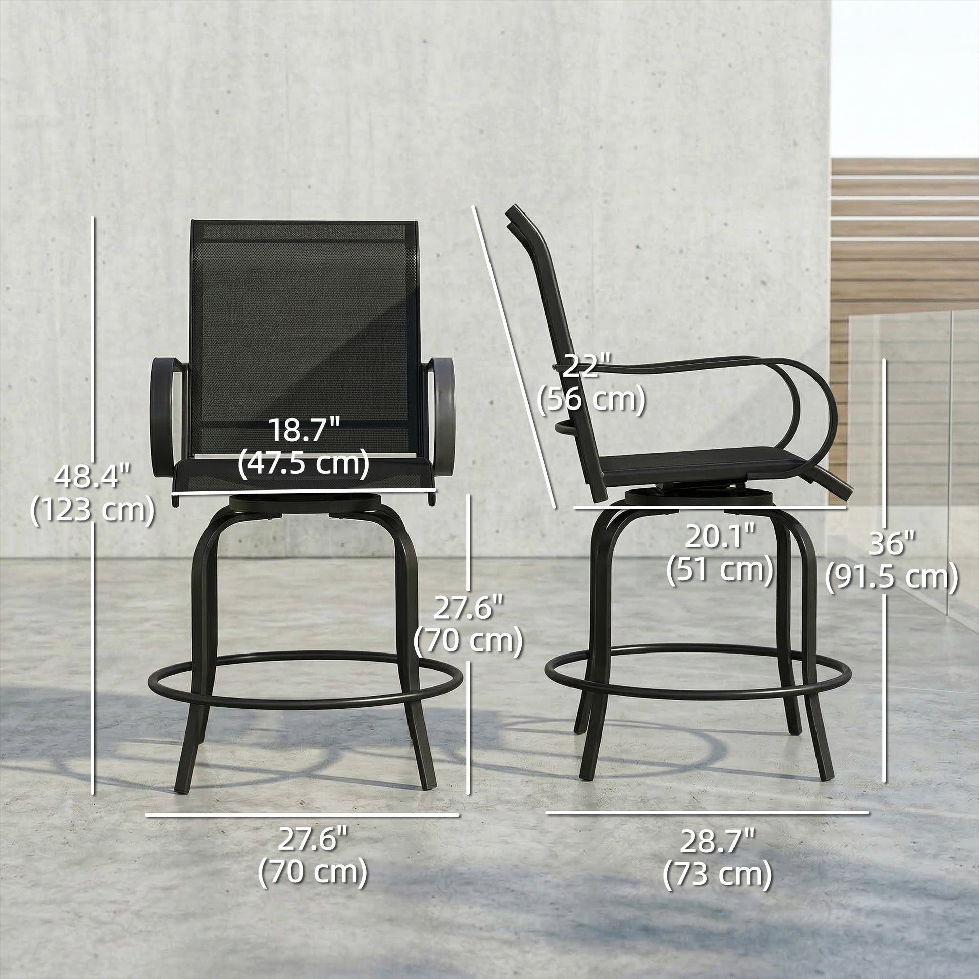 Bar Stools Set of 2 360Á Swivel Black-DECOROLALA