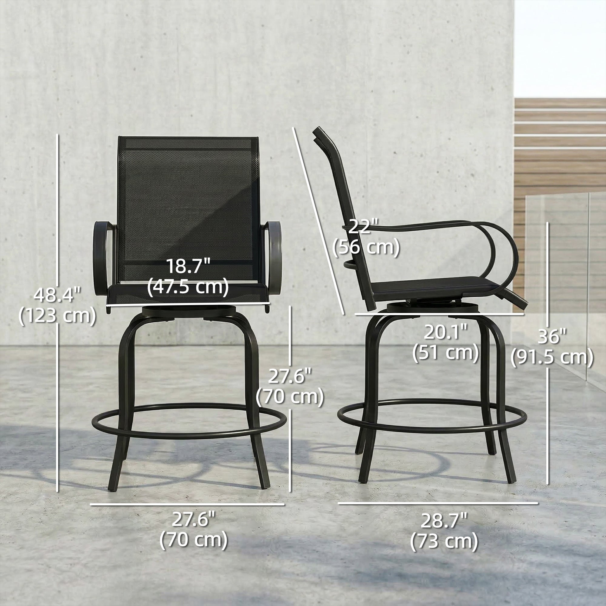Bar Stools Set of 2 360Á Swivel Black-DECOROLALA