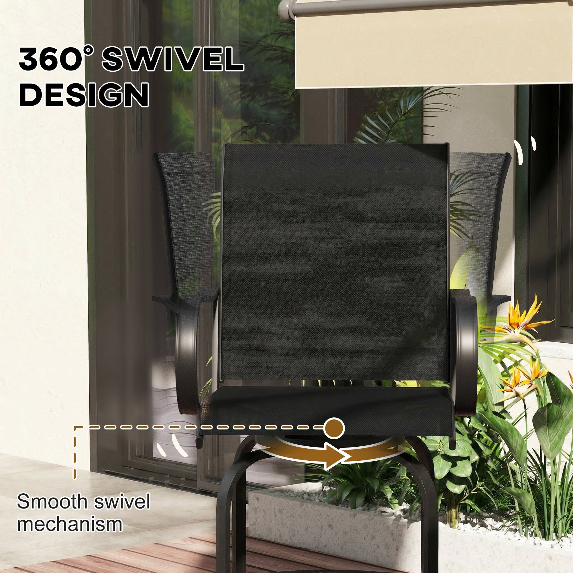 Bar Stools Set of 2 360Á Swivel Black-DECOROLALA