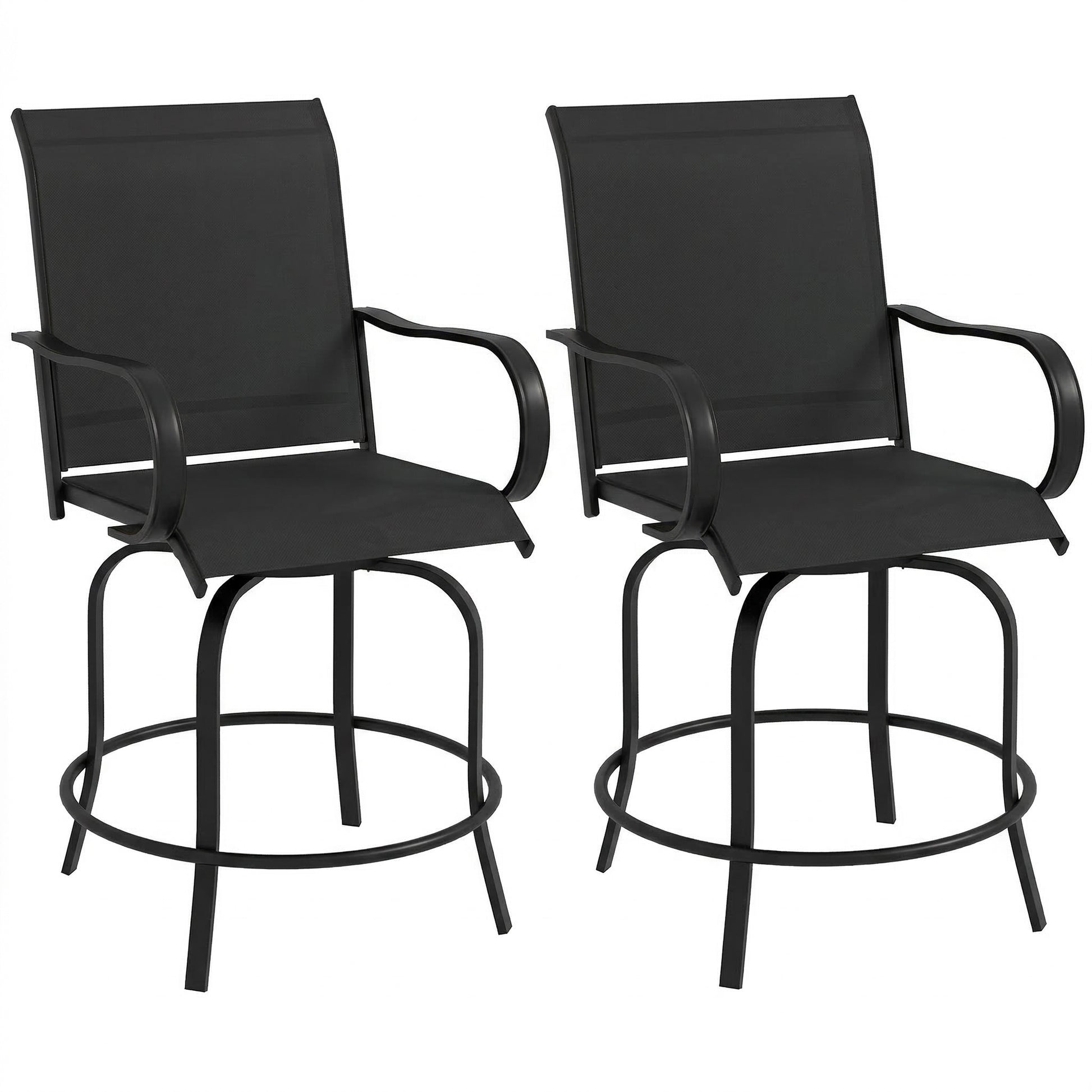 Bar Stools Set of 2 360Á Swivel Black-DECOROLALA
