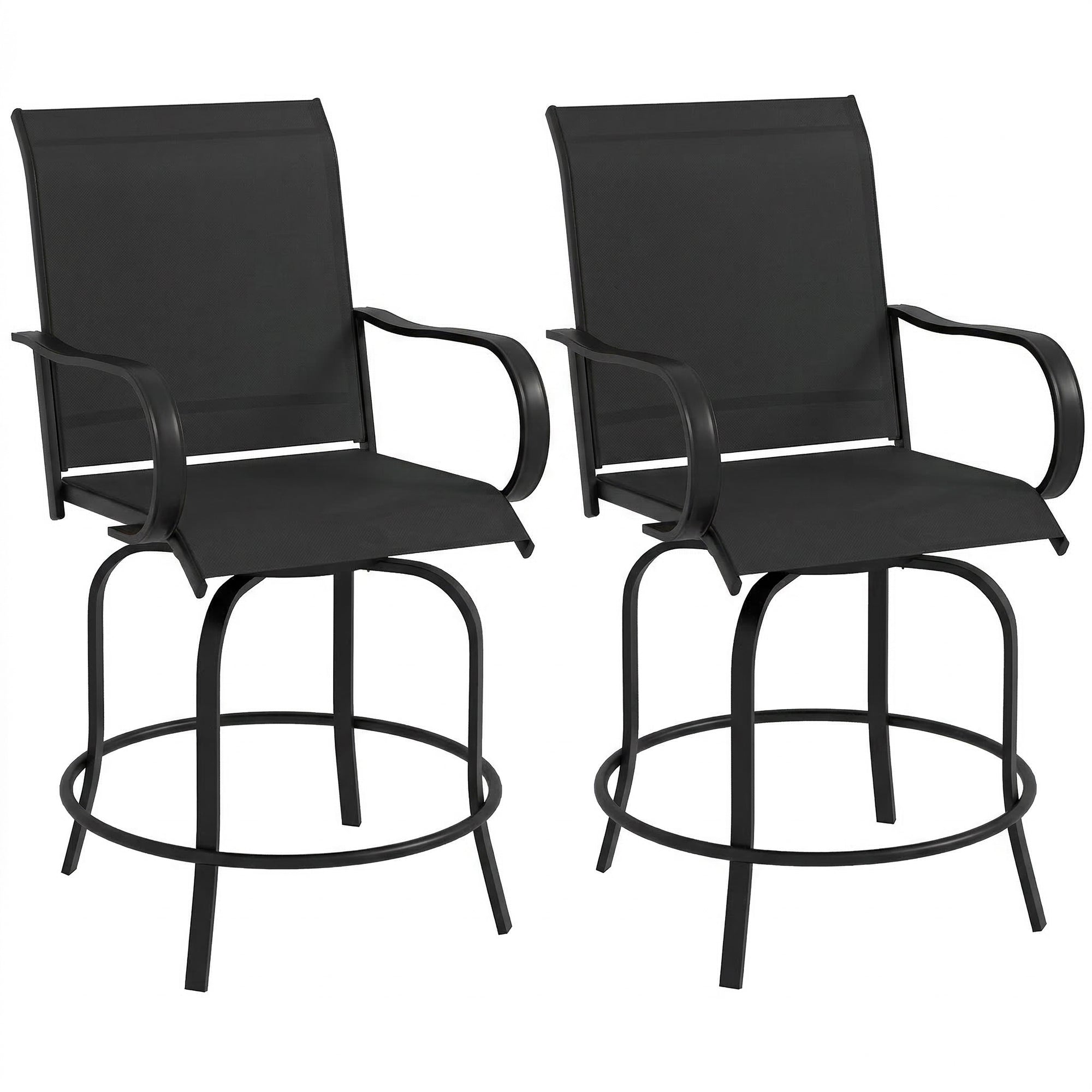 Bar Stools Set of 2 360Á Swivel Black-DECOROLALA