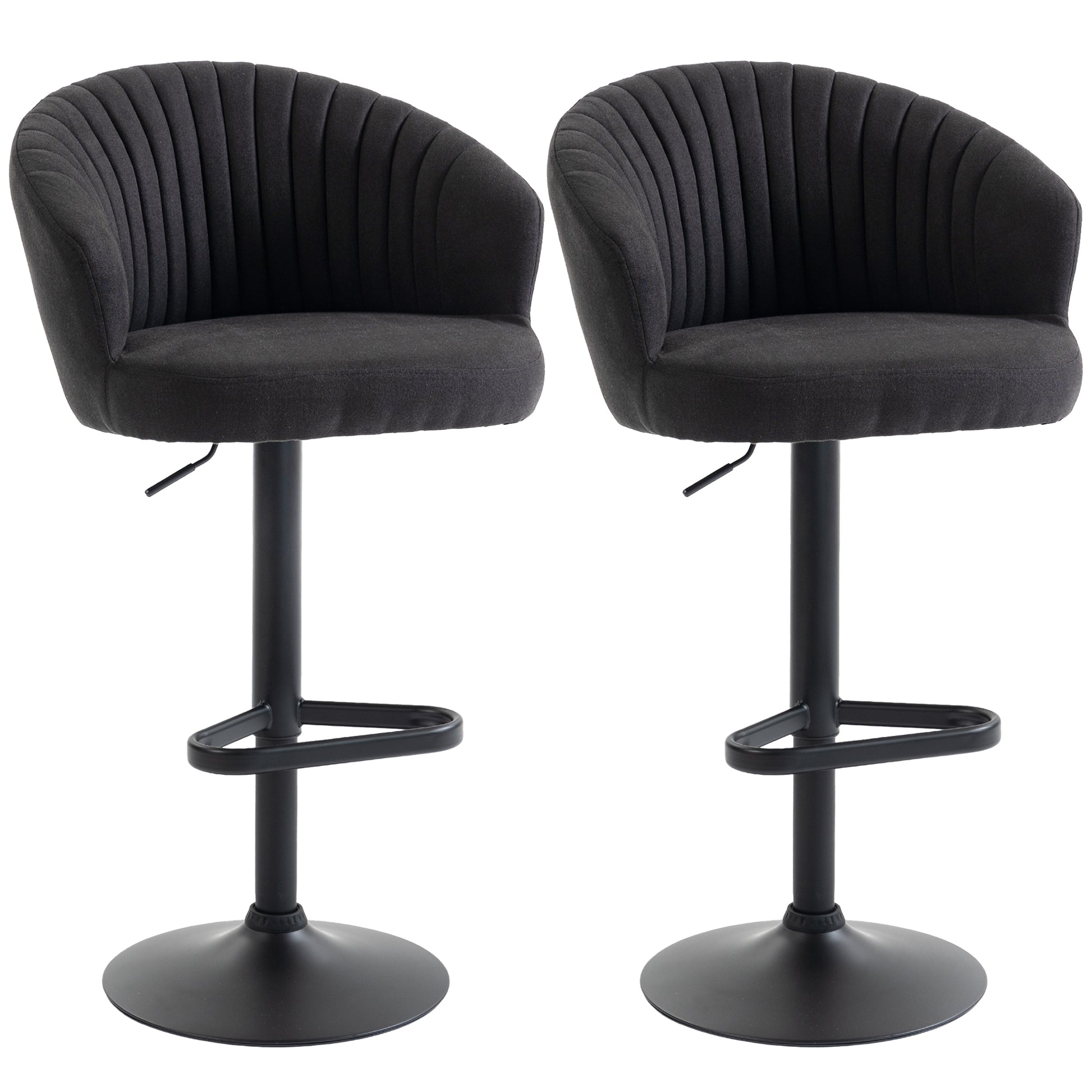Bar Stools Set of 2 - Black Adjustable Swivel-DECOROLALA