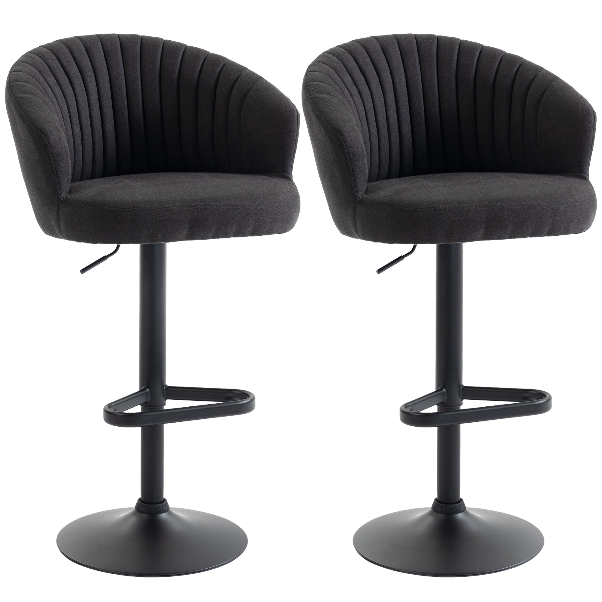 Bar Stools Set of 2 - Black Adjustable Swivel-DECOROLALA