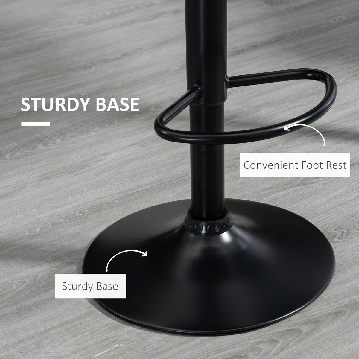Bar Stools Set of 2 - Black Linen Adjustable Swivel Chairs-Home Furnishings > Kitchen & Dining Furniture > Bar Stools-DECOROLALA