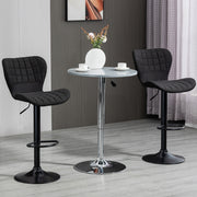Bar Stools Set of 2 - Black Linen Adjustable Swivel Chairs-Home Furnishings > Kitchen & Dining Furniture > Bar Stools-DECOROLALA