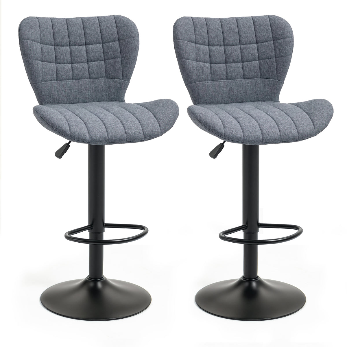 Bar Stools Set of 2 - Grey Swivel Adjustable Counter Stools-Home Furnishings > Kitchen & Dining Furniture > Bar Stools-DECOROLALA