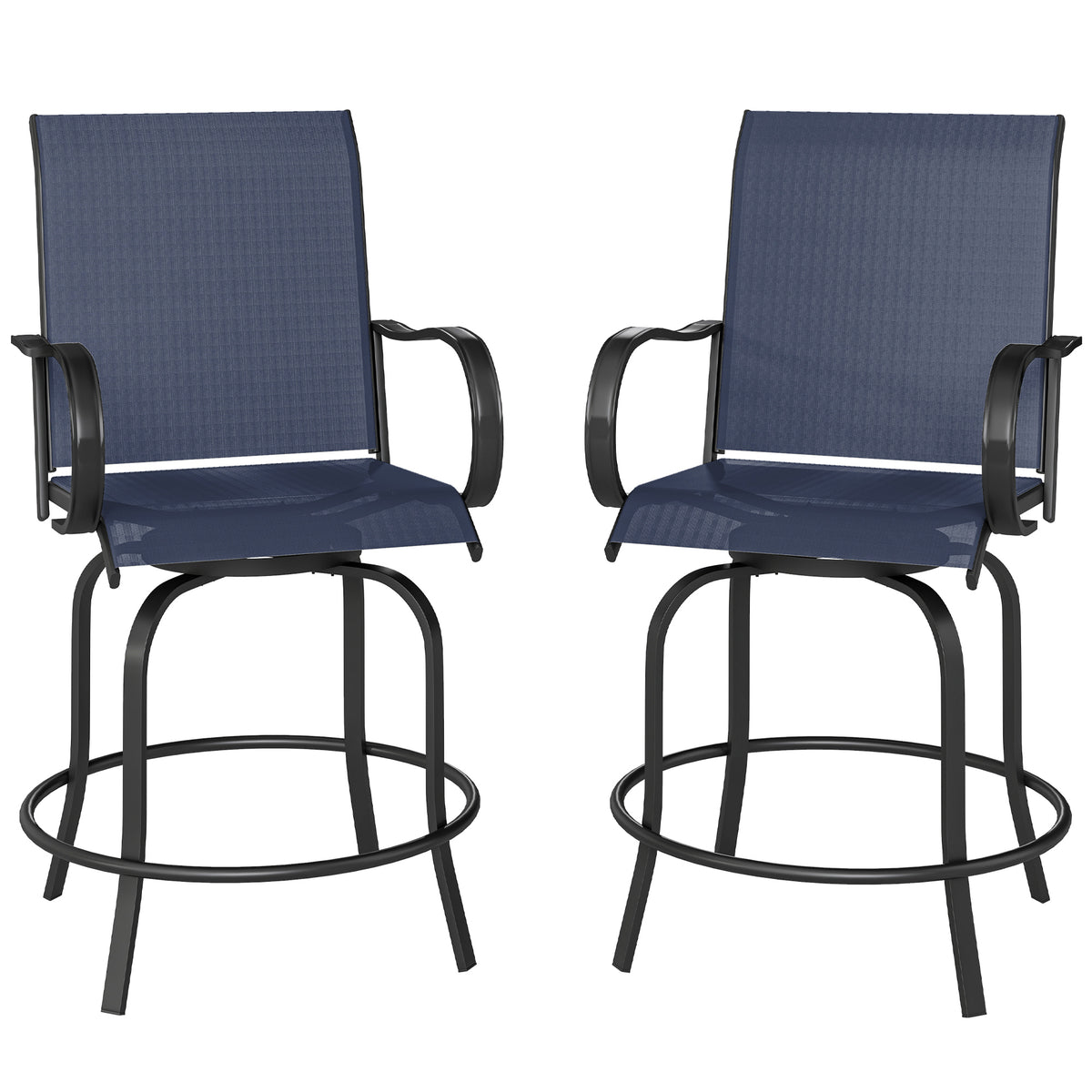 Bar Stools Set of 2 - Navy Blue Swivel-Bar Stools-DECOROLALA