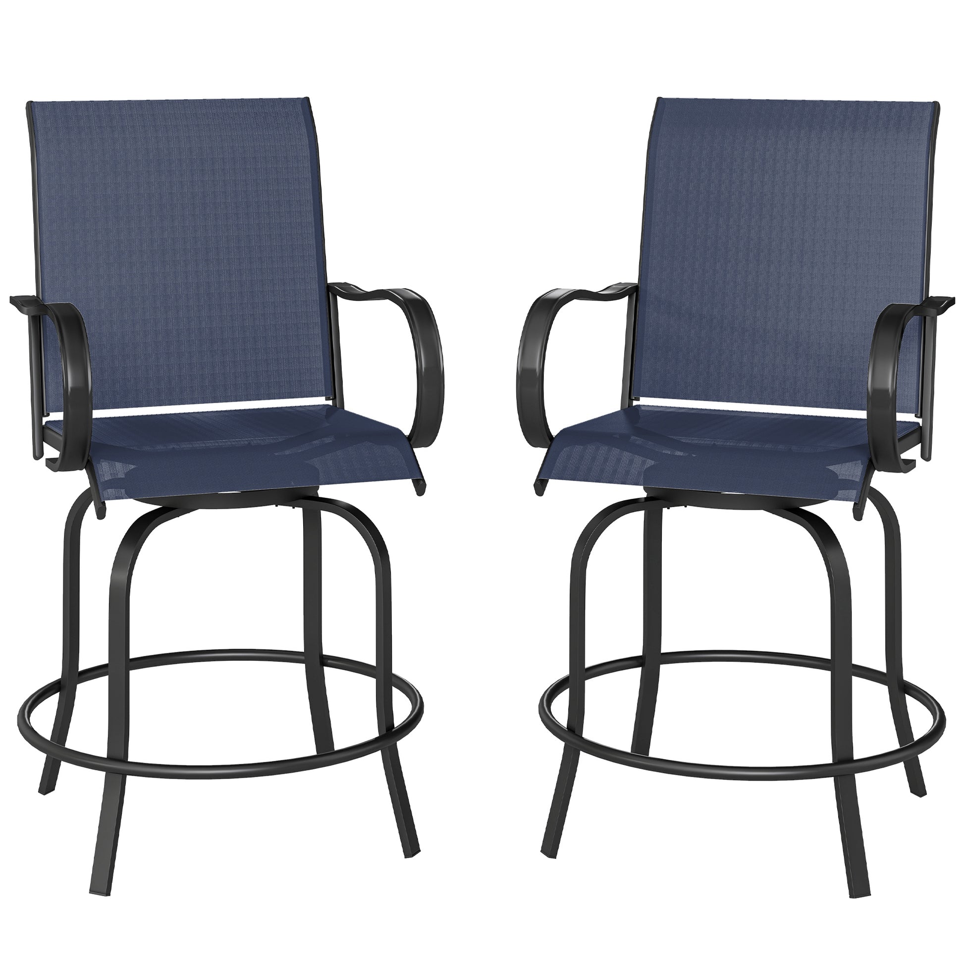 Bar Stools Set of 2 - Navy Blue Swivel-DECOROLALA