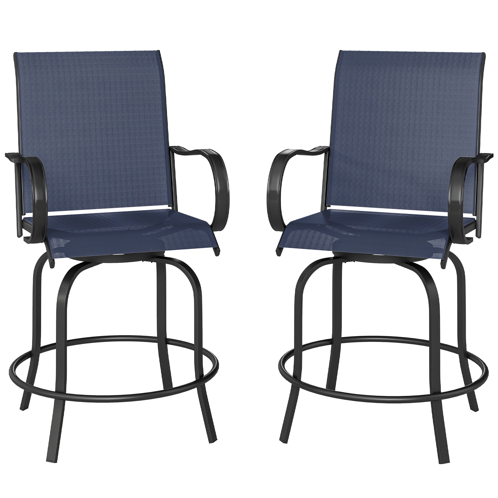 Bar Stools Set of 2 - Navy Blue Swivel-DECOROLALA