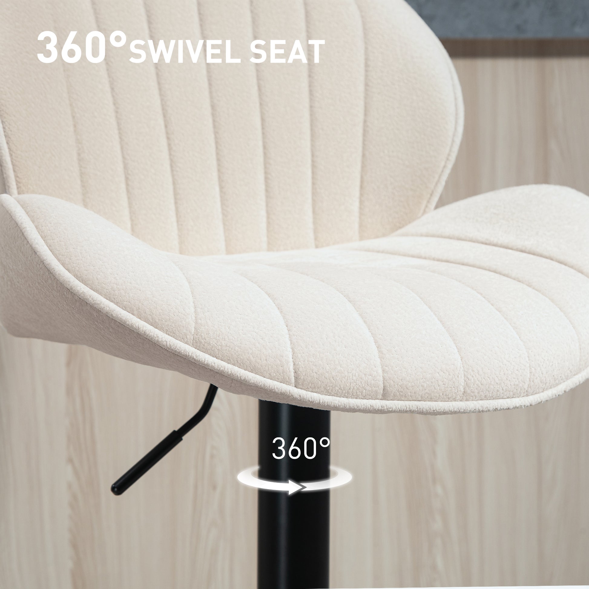 Bar Stools Set of 2, Swivel Barstools with Back, Adjustable Height and Footrest for Kitchen Island, Dining Room, Beige-Home Furnishings > Kitchen & Dining Furniture > Bar Stools-DECOROLALA