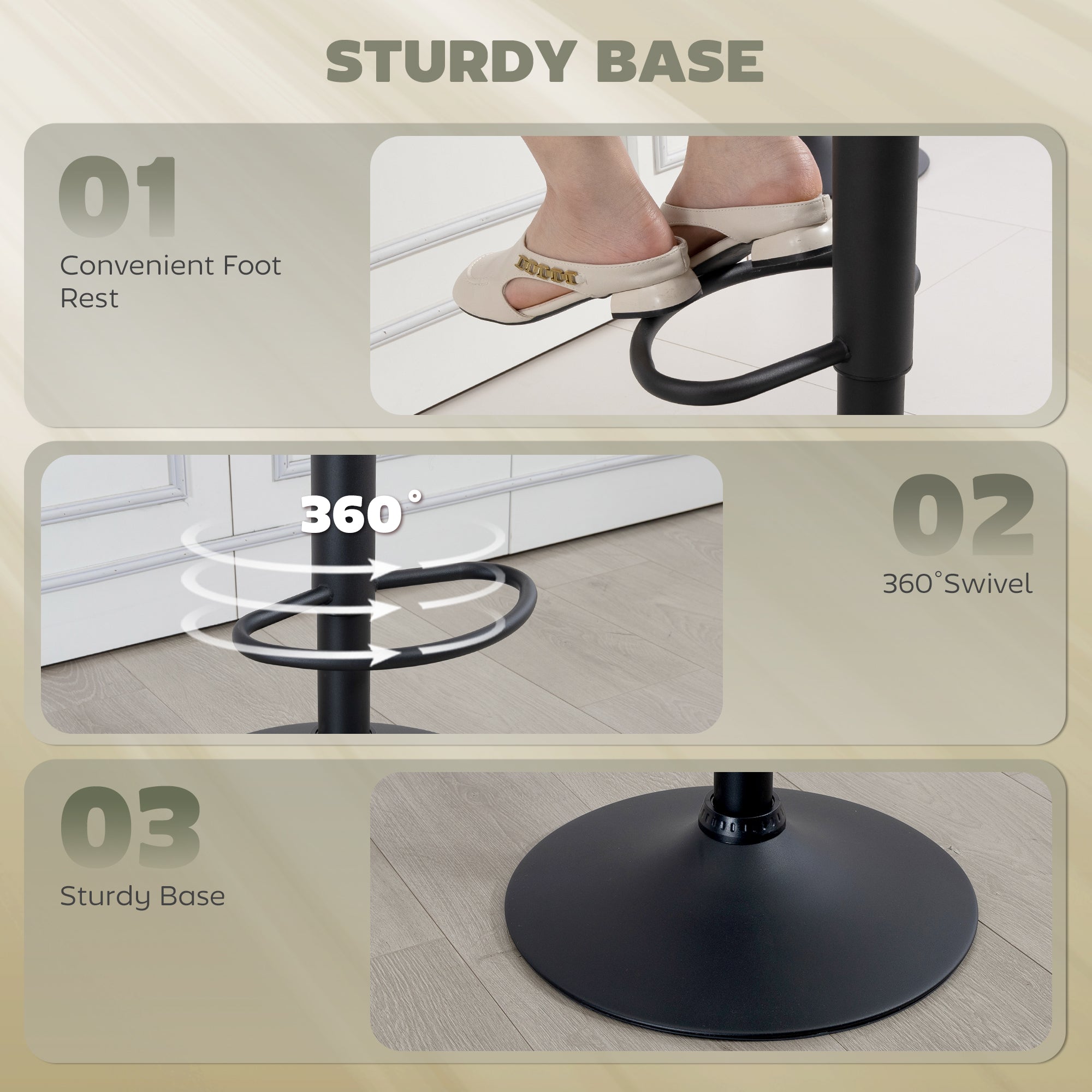 Bar Stools Set of 2, Swivel Counter Height Barstools with Adjustable Height, Back and Footrest, PU Leather Bar Chairs-Home Furnishings > Kitchen & Dining Furniture > Bar Stools-DECOROLALA
