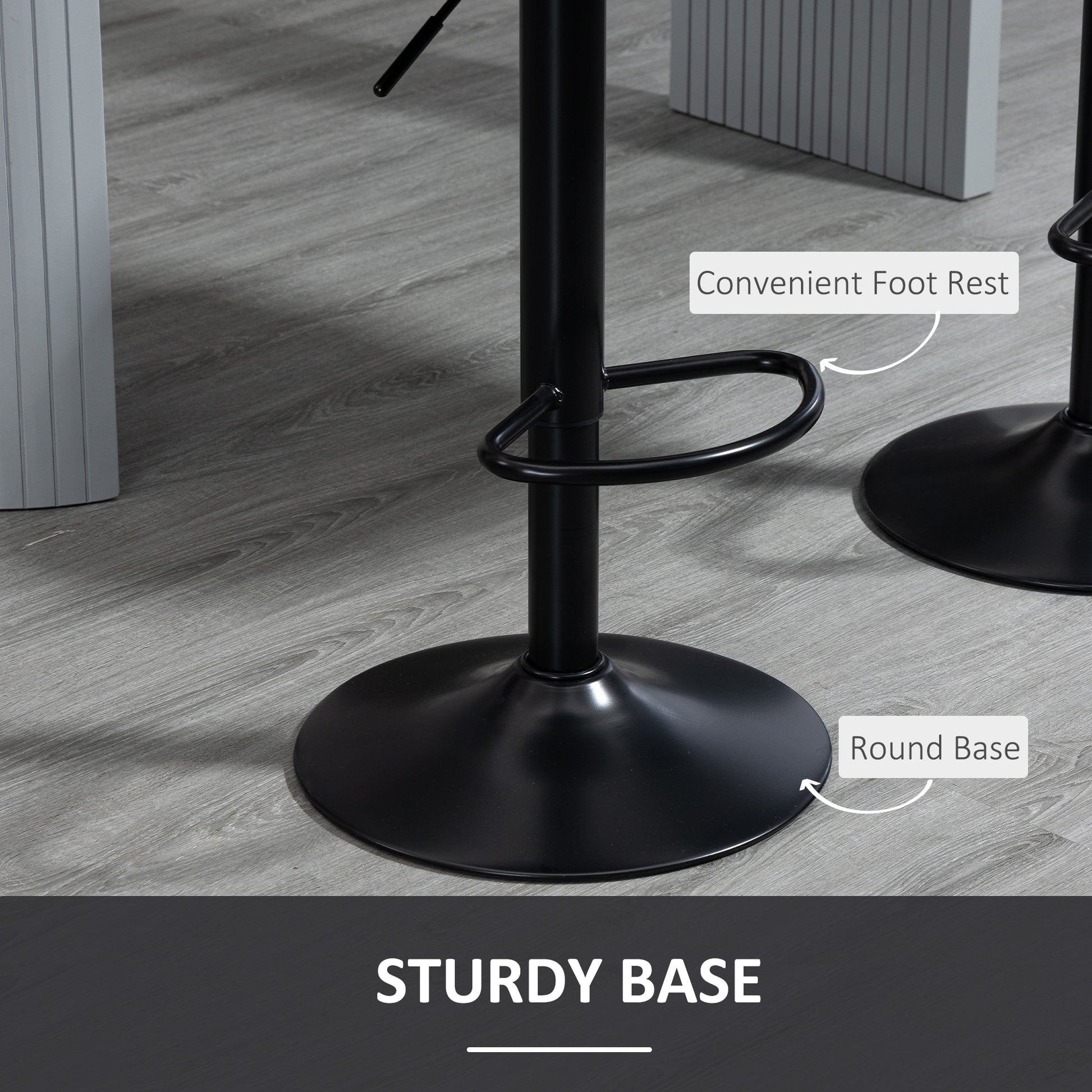 Bar Stools Set of 2, Swivel Counter Height Barstools with Back, Footrest, Adjustable Height, Black-Home Furnishings > Kitchen & Dining Furniture > Bar Stools-DECOROLALA