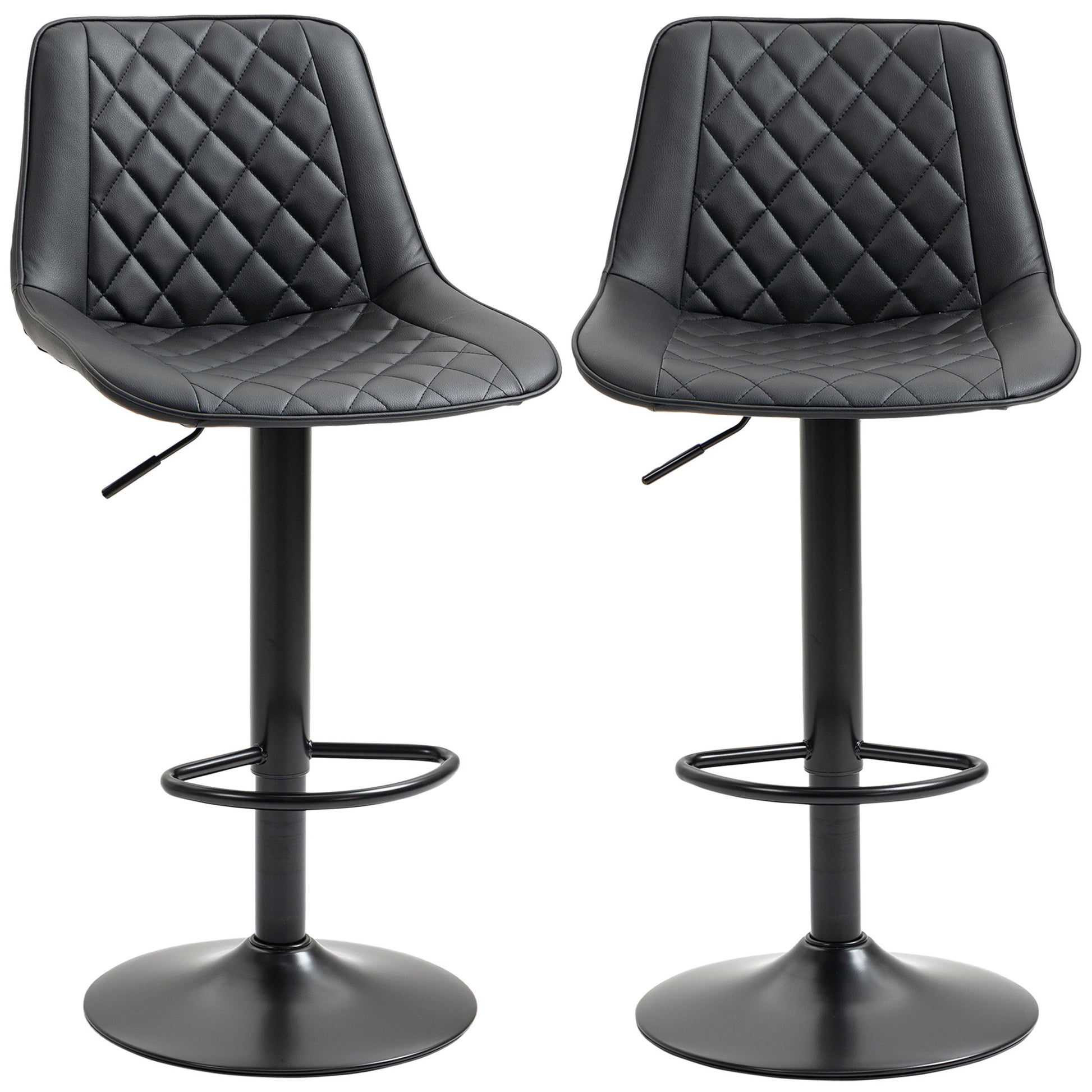 Bar Stools Set of 2, Swivel Counter Height Barstools with Back, Footrest, Adjustable Height, Black-Home Furnishings > Kitchen & Dining Furniture > Bar Stools-DECOROLALA