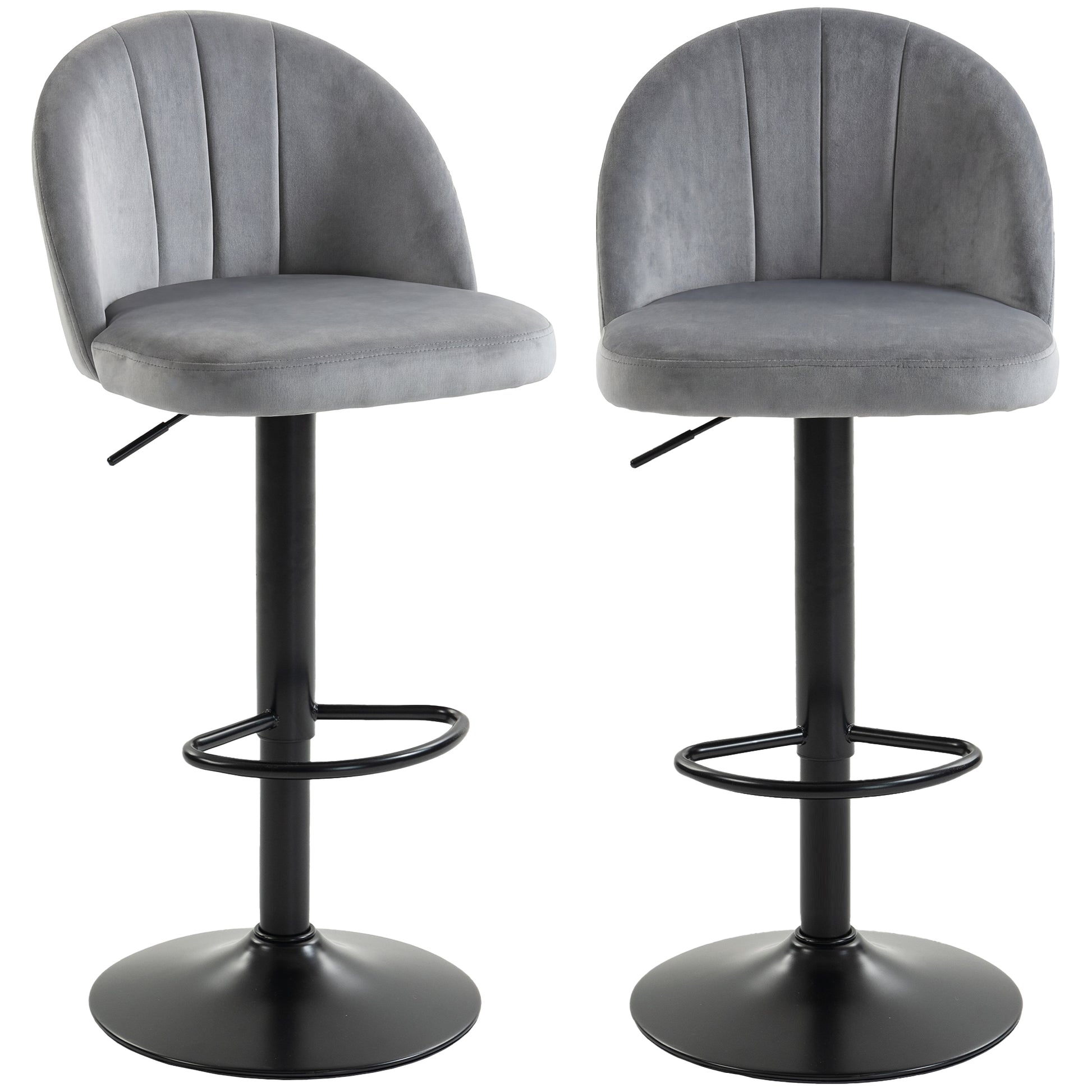Bar Stools Set of 2, Swivel Counter Height Barstools with Footrest, Grey-Home Furnishings > Kitchen & Dining Furniture > Bar Stools-DECOROLALA