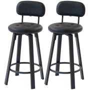 Bar Stools Set of 2, Upholstered Breakfast Bar Chairs with Footrest and Backrest for Kitchen Counter, Black-Home Furnishings > Kitchen & Dining Furniture > Bar Stools-DECOROLALA