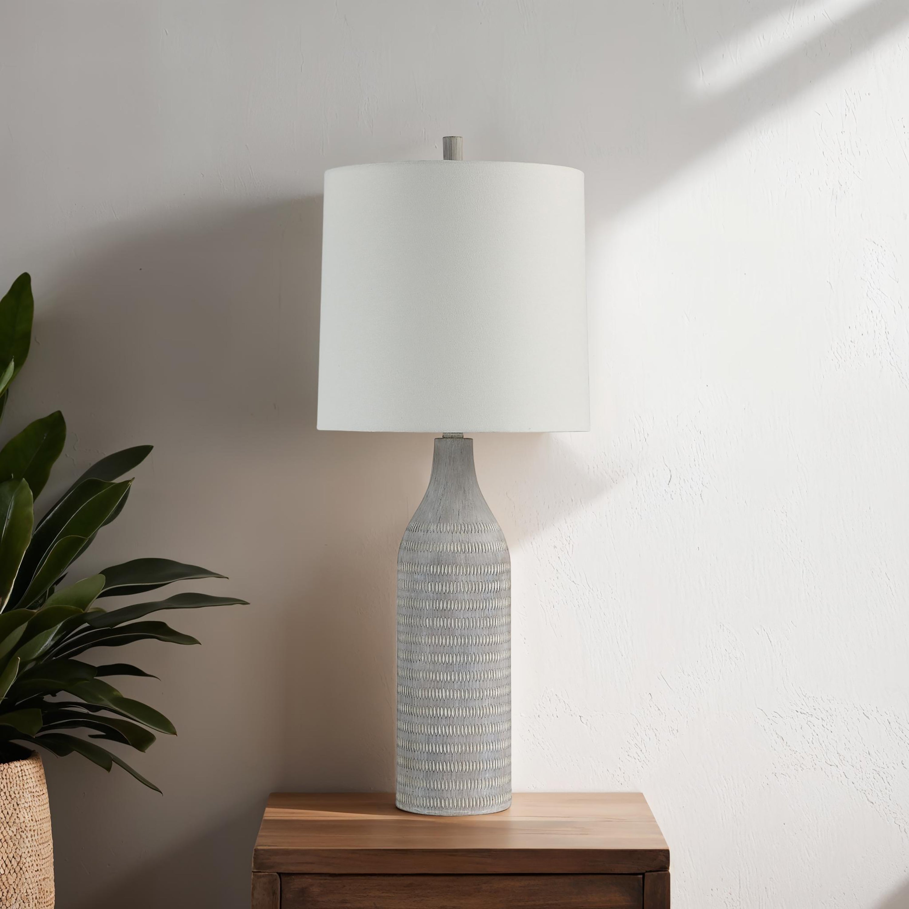 Baracoa 33.5" Table Lamp, Cream Linen Shade-Table Lamp-DECOROLALA