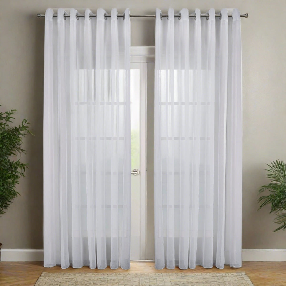 Bari Jacquard Sheer Grommet Curtain 108" x 108"-Curtains-DECOROLALA