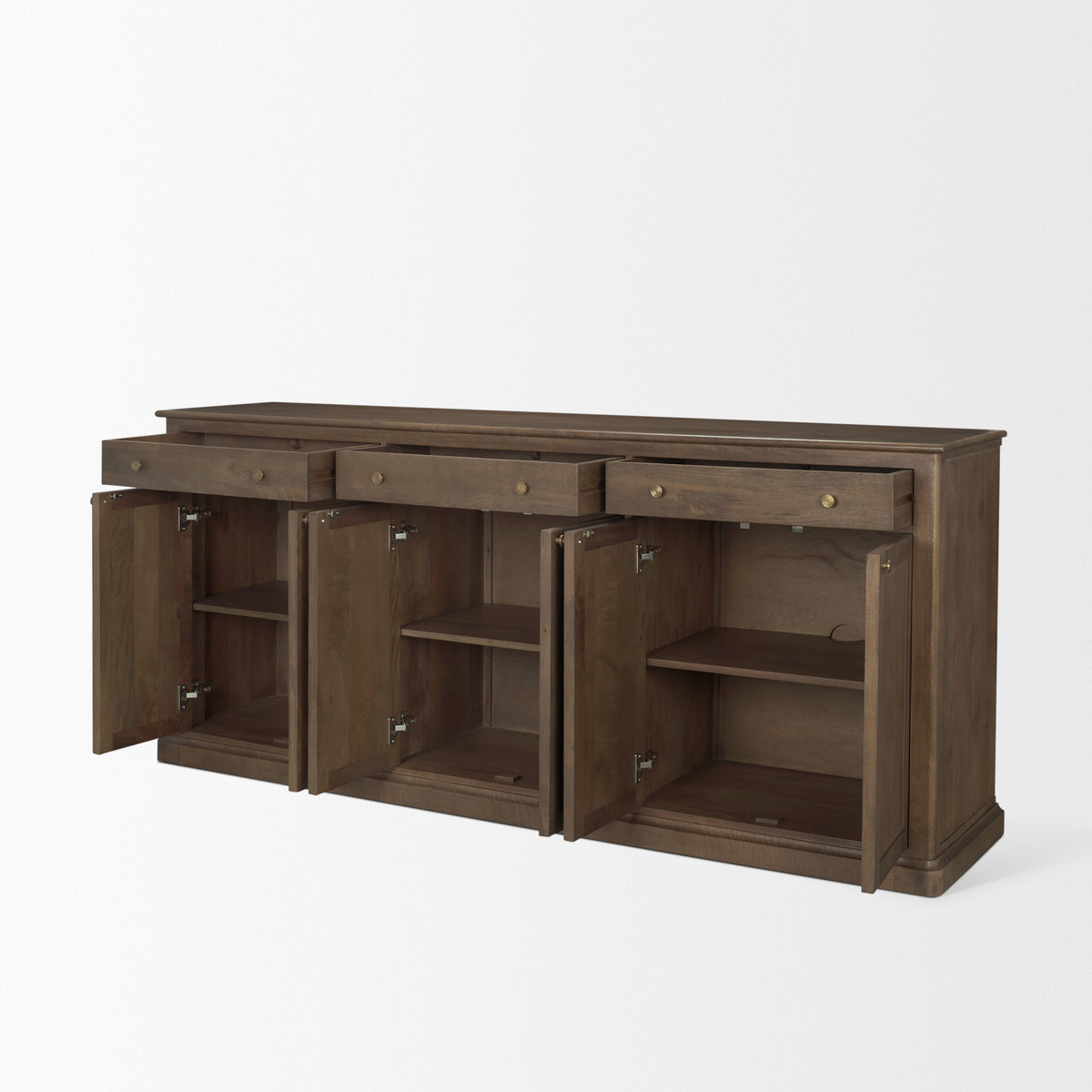 Baron Dark Brown Solid Wood 3-Drawer 6-Door Sideboard-Sideboards & Buffets-DECOROLALA