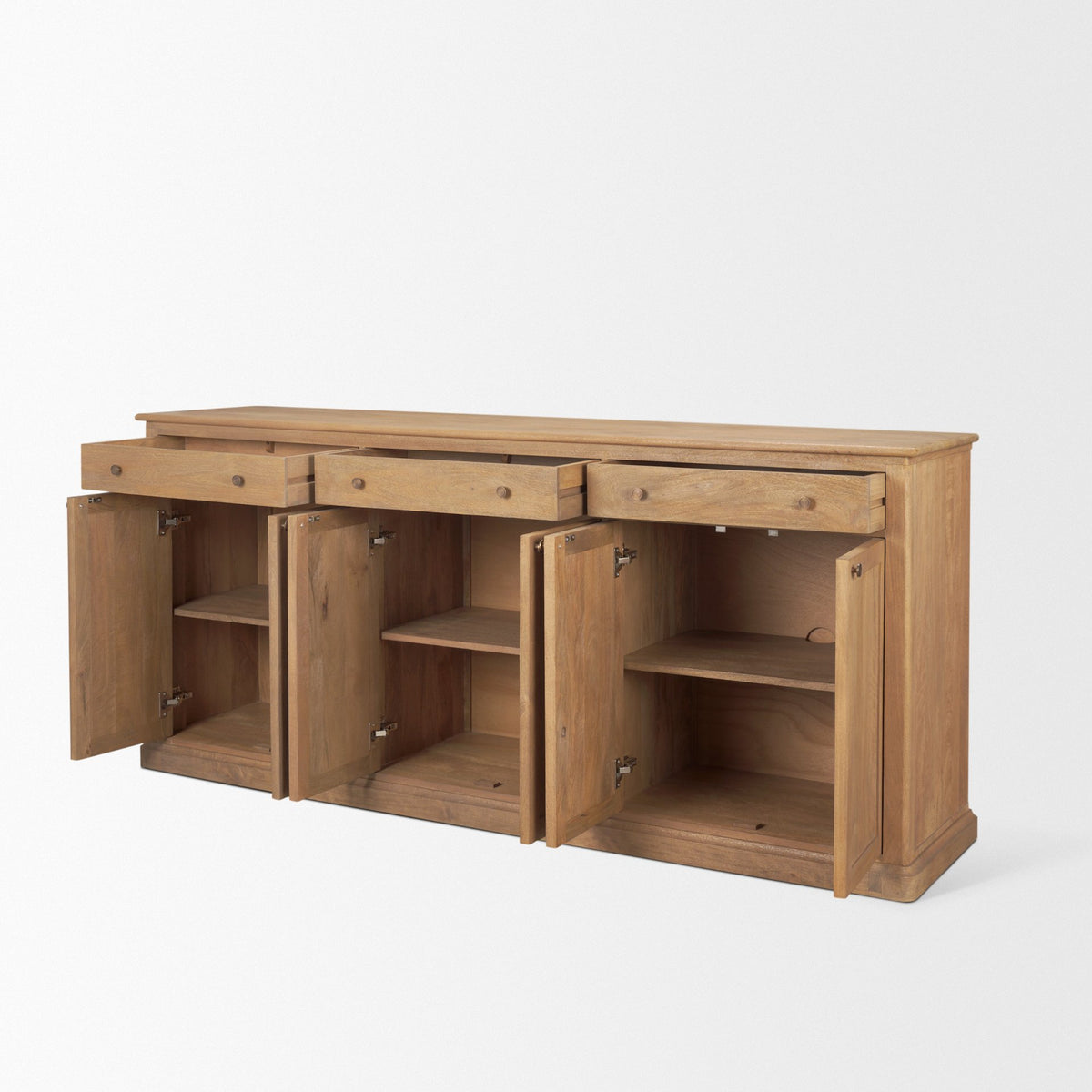 Baron Dark Brown Solid Wood 3-Drawer 6-Door Sideboard-Sideboards & Buffets-DECOROLALA