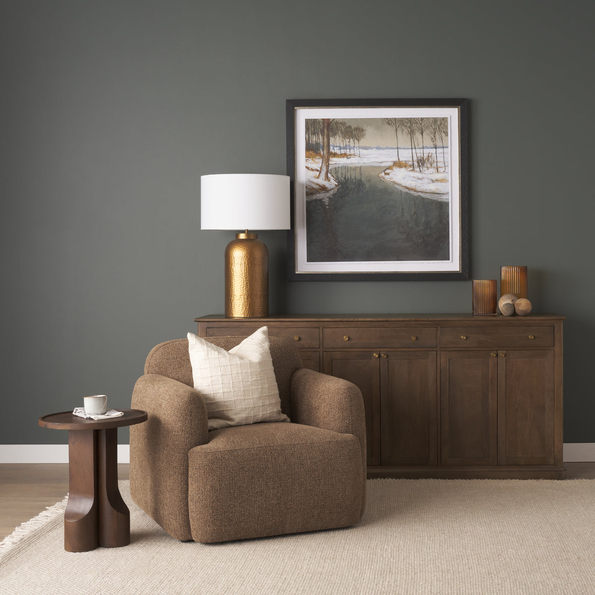 Baron Dark Brown Solid Wood 3-Drawer 6-Door Sideboard-Sideboards & Buffets-DECOROLALA