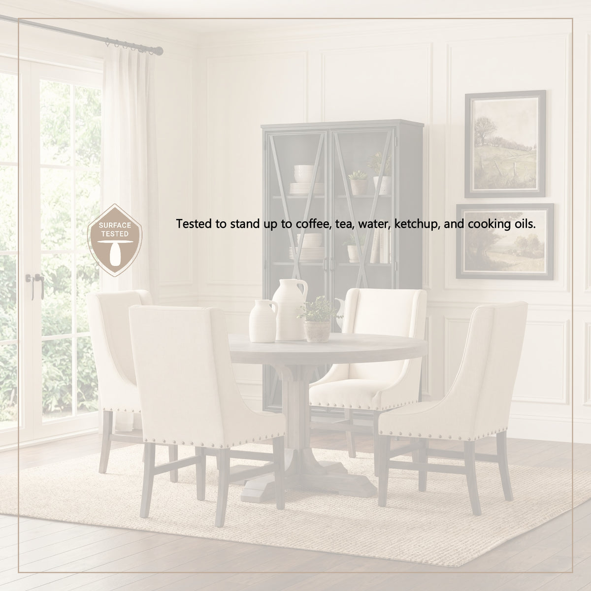 Barrett 54"L x 54"W Pedestal Dining Table | Modern | Brown Wood | Seats 4-Dining Tables-DECOROLALA
