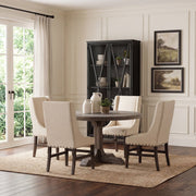 Barrett 54"L x 54"W Pedestal Dining Table | Modern | Brown Wood | Seats 4-Dining Tables-DECOROLALA