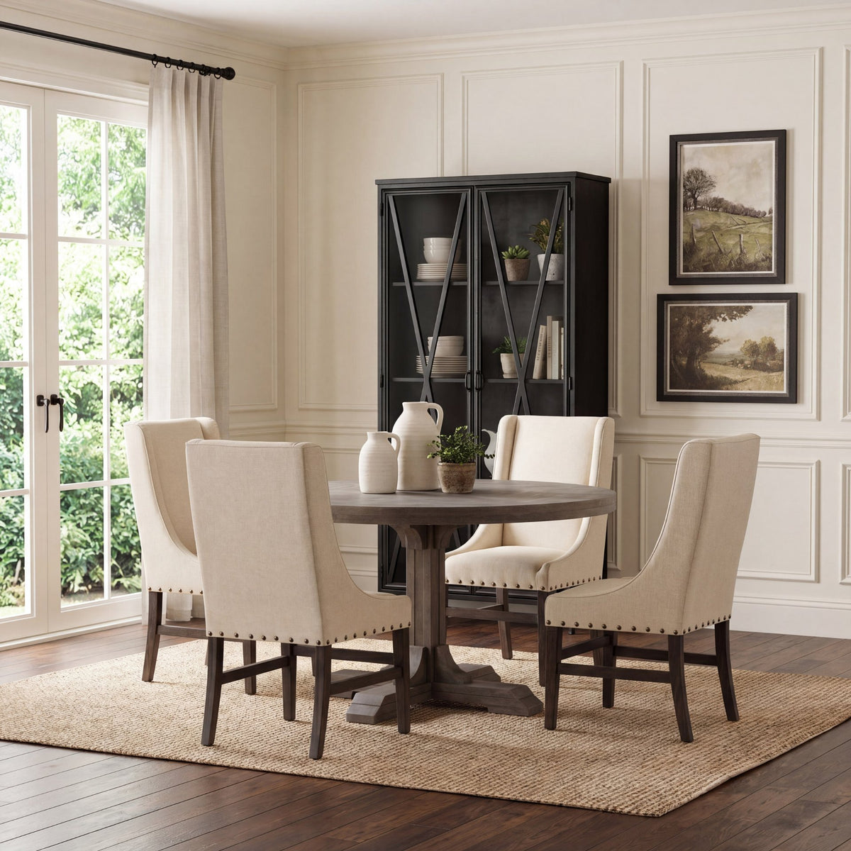 Barrett 54"L x 54"W Pedestal Dining Table | Modern | Brown Wood | Seats 4-Dining Tables-DECOROLALA