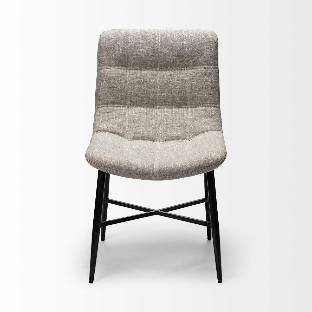 Barrow Solid Back Dining Side Chair | Beige Fabric w/ Black Metal-Dining Chairs-DECOROLALA