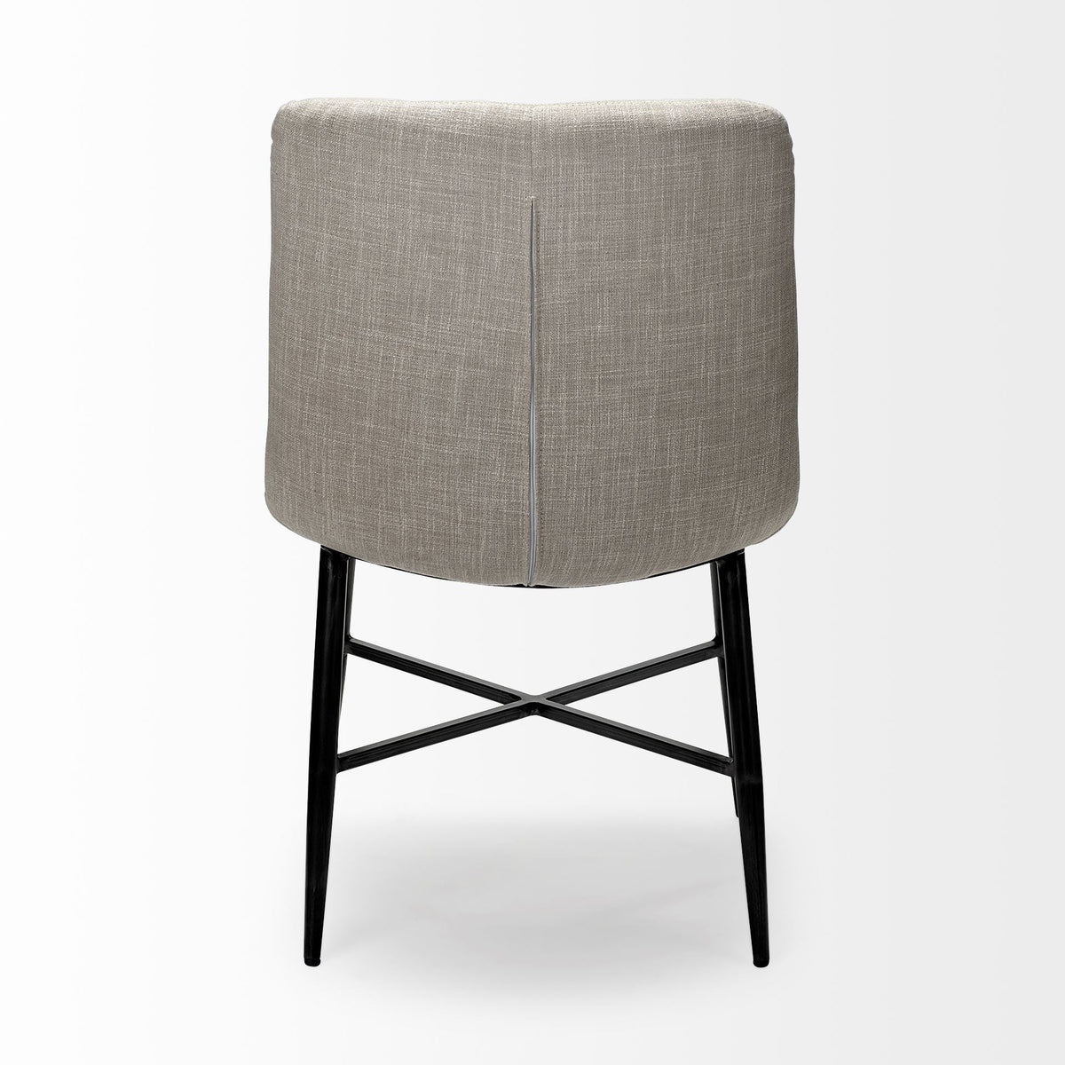 Barrow Solid Back Dining Side Chair | Beige Fabric w/ Black Metal-Dining Chairs-DECOROLALA