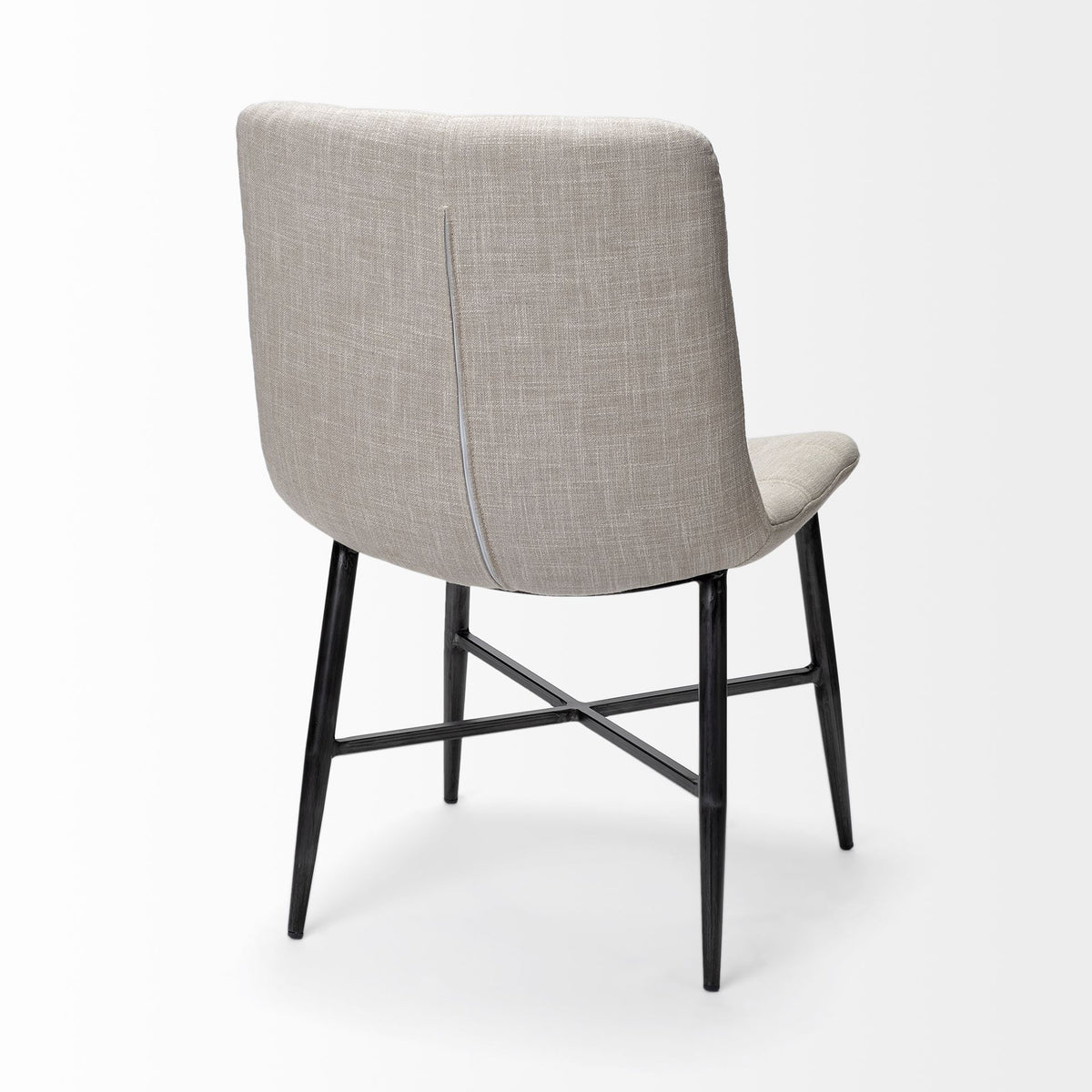 Barrow Solid Back Dining Side Chair | Beige Fabric w/ Black Metal-Dining Chairs-DECOROLALA