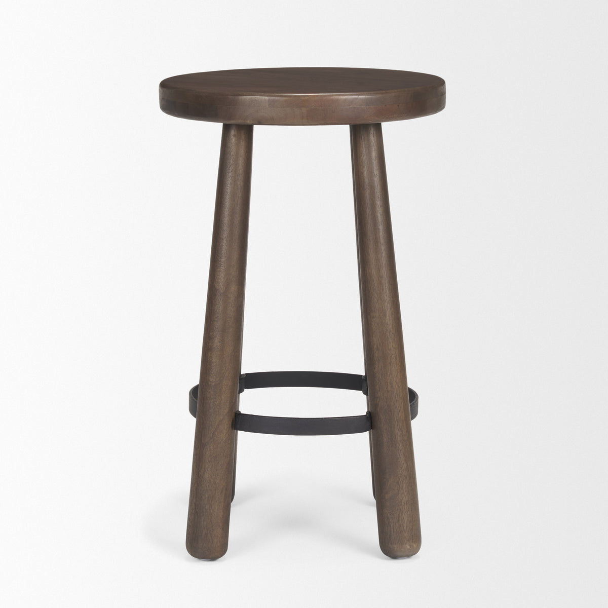 Weldon Dark Brown Wood w/ Matte Black Metal Counter Stool-Bar Stools-DECOROLALA