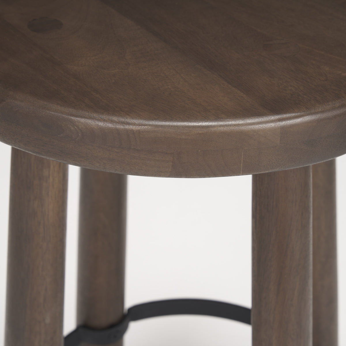 Weldon Dark Brown Wood w/ Matte Black Metal Counter Stool-Bar Stools-DECOROLALA