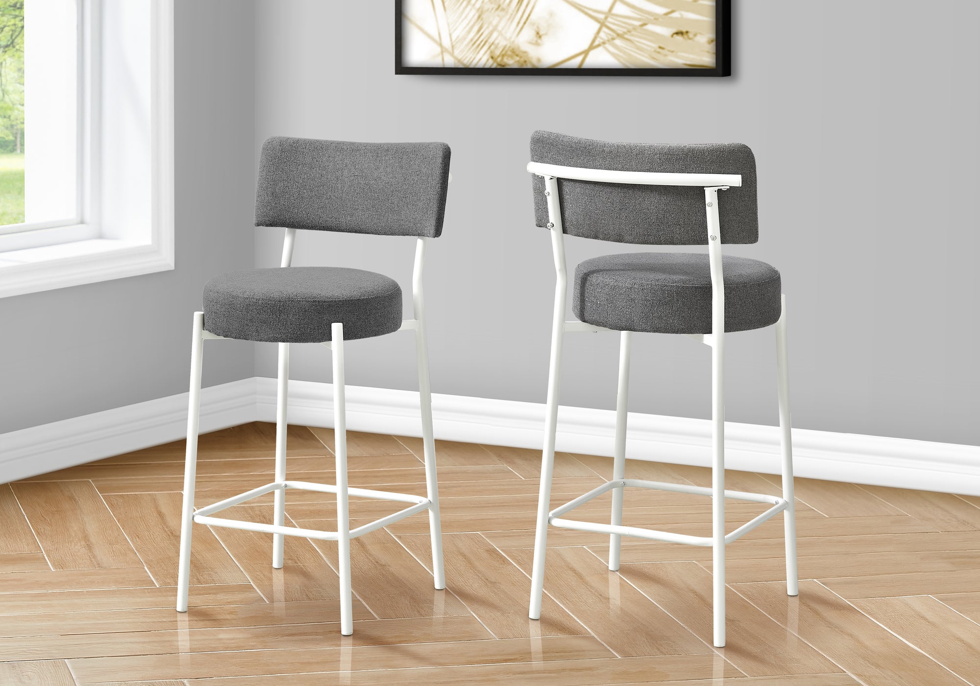 Barstool - 2pcs/ 37"H/ Black / Black Metal Counter Height-Bar Stool-DECOROLALA