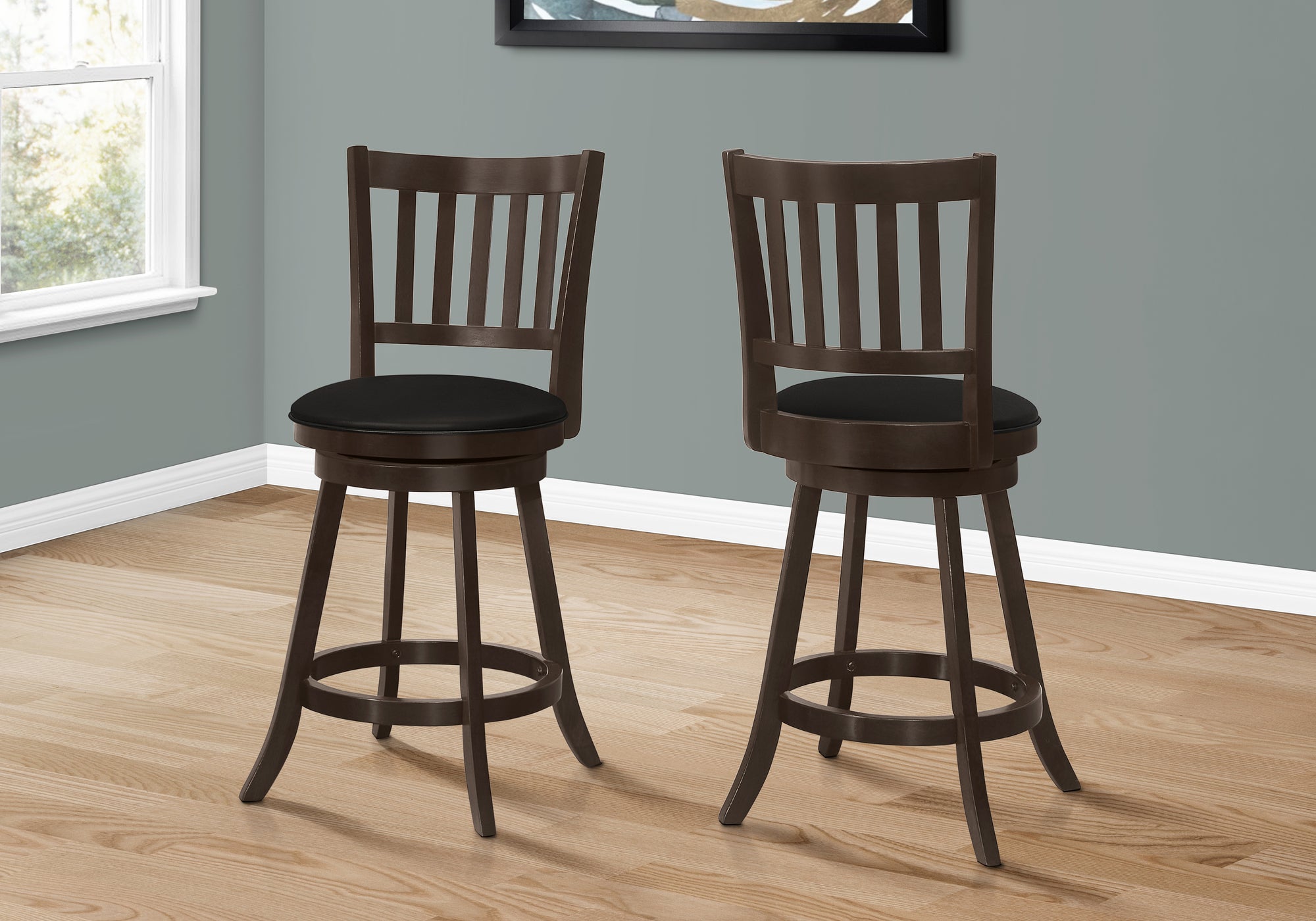 Barstool - 2pcs / 39"H / Espresso / Swivel Counter Height-Bar Stool-DECOROLALA