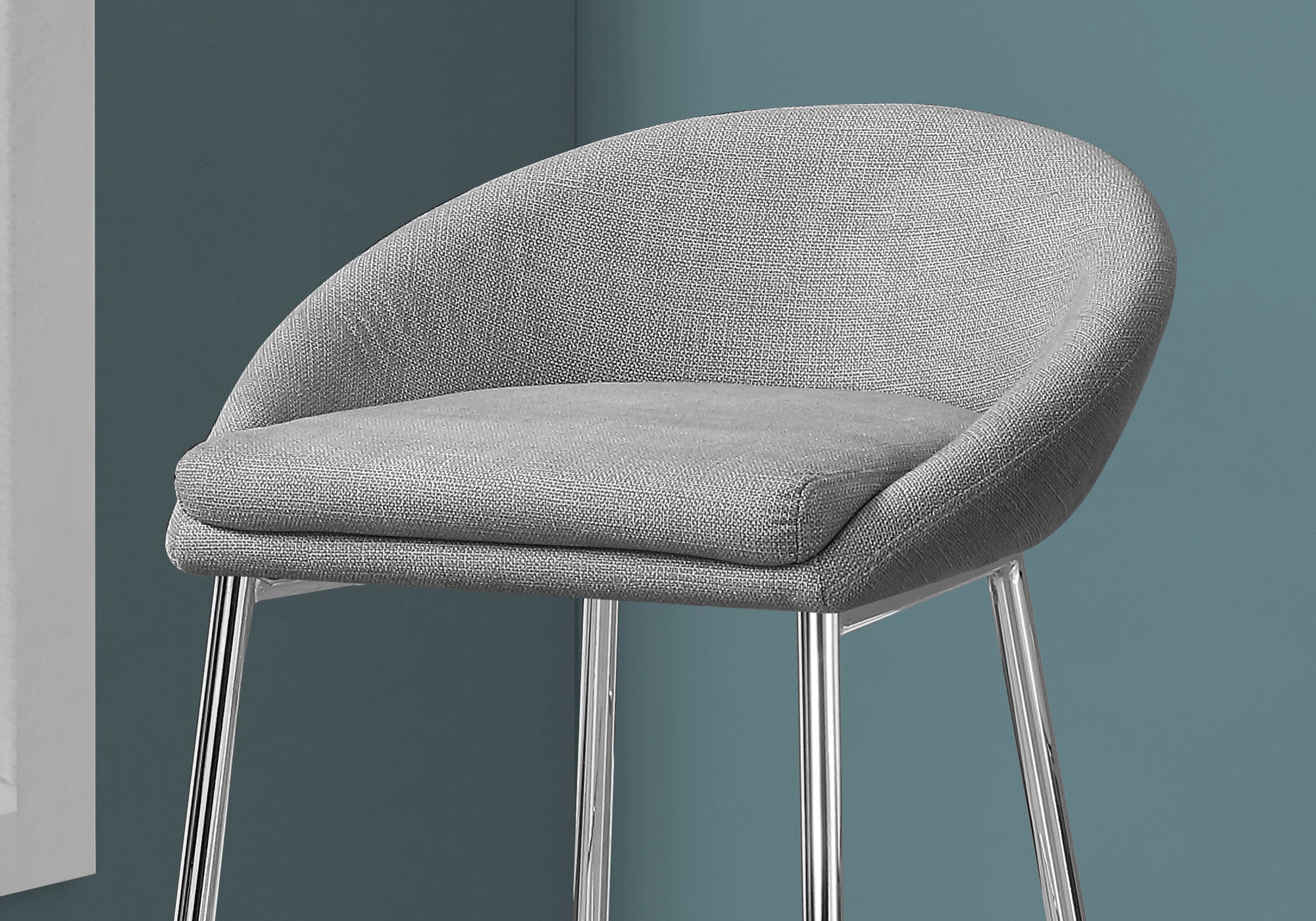 Barstool - 2pcs / Grey Fabric / Chrome Base / Bar Height-Bar Stool-DECOROLALA