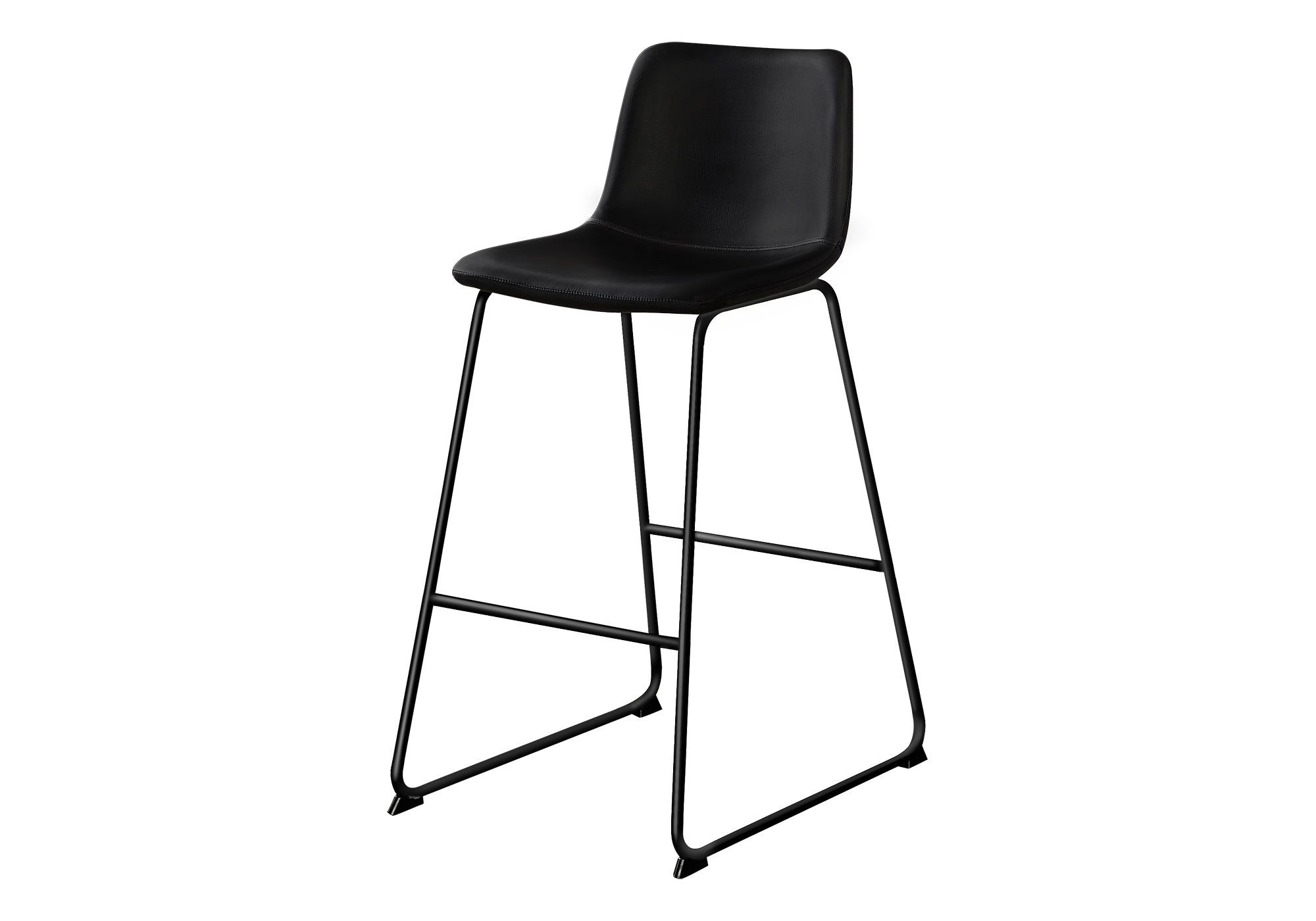 Barstool 40"H White Leather-Look Seat Metal Frame-Office Chair-DECOROLALA